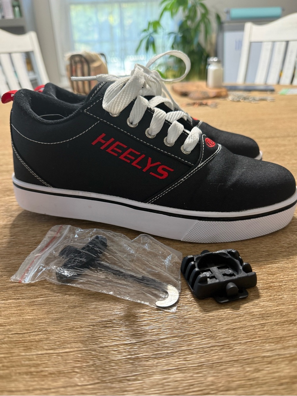 Heelys Kids Black Sneakers with Red Logo and White Laces